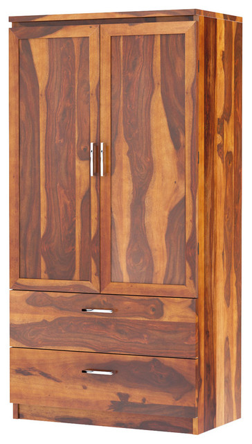 Caspian Rustic Solid Wood Wardrobe Armoire With Shelves And Drawers Caspian Rustic Solid Wood Wardrobe Armoire With Shelves And Drawers