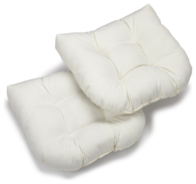 19" UShaped Twill Tufted Dining Chair Cushion, Set of 2 Contemporary Seat Cushions by