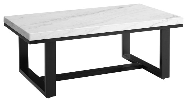 Lucca White Marble Top Cocktail Table - Transitional - Coffee Tables - by Beyond Stores | Houzz