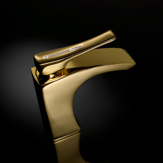 S. Diamond bathroom faucet. Gold. Swarovski crystal inlaids.