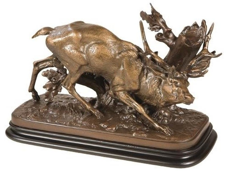 Sculpture MOUNTAIN Lodge Rubbing Stag Deer Brass Chocolate Brown