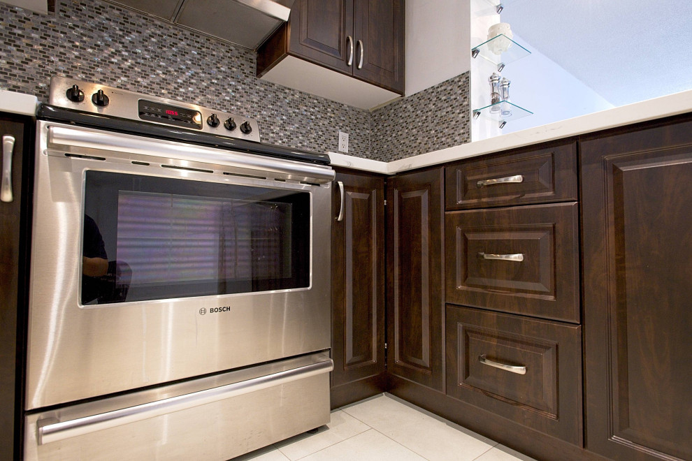 Condo Kitchen with waterfall peninsula