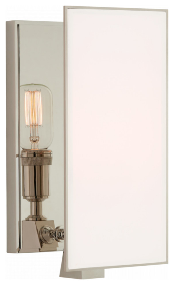 Nuvo Lighting Vesey 1 Light Sconce Polished Nickel/White Linen Shade 60-6693 