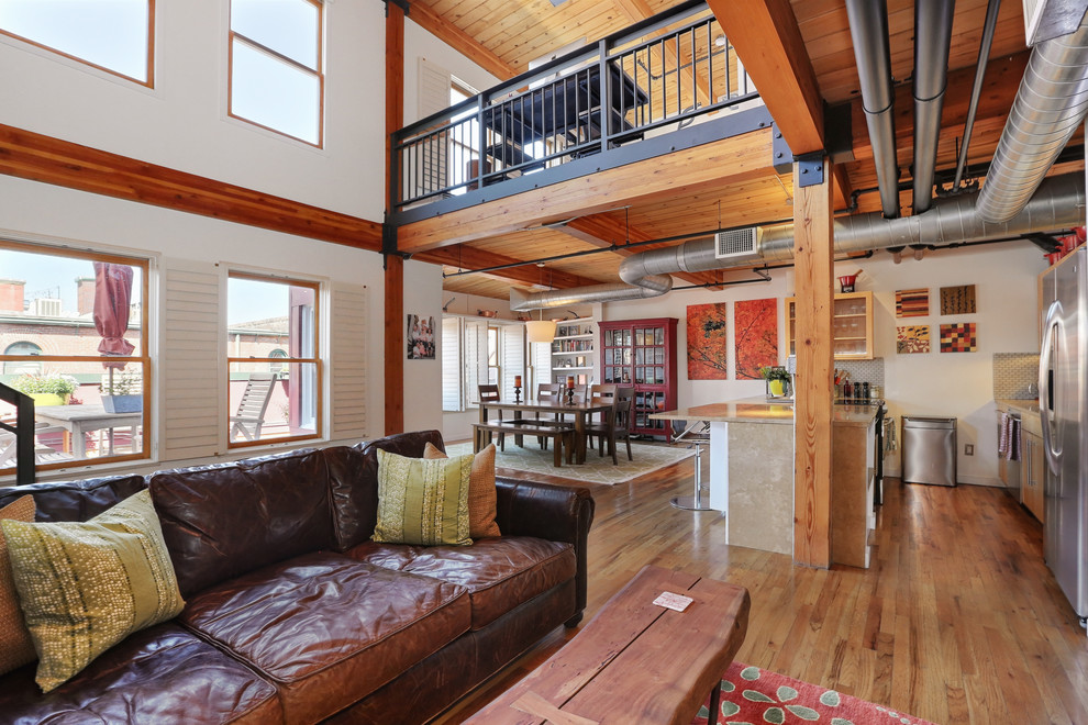 Photo of an industrial living room in Denver.