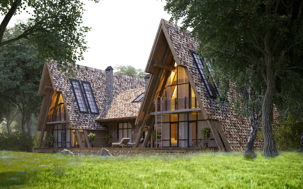 Задний фасад дома на 10 гостевых номеров.