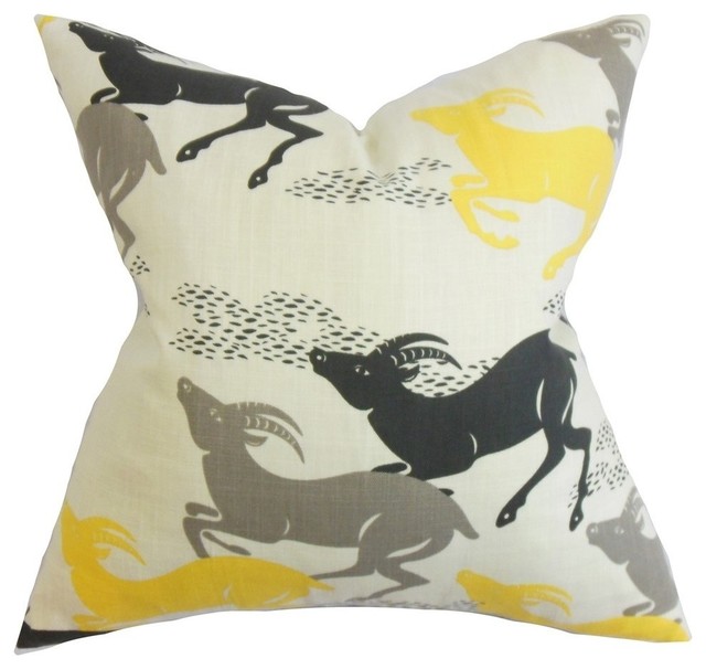 Naenia Animal Print Pillow Yellow Contemporary Decorative Naenia Animal Print Pillow Yellow Contemporary Decorative Pillows By The Collection