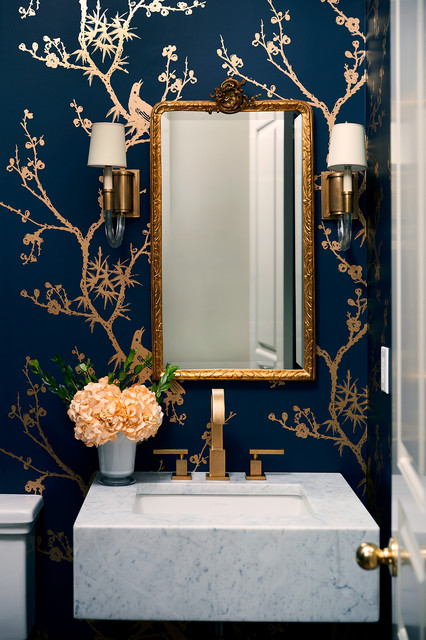 Dramatic Powder Room  Gold painted walls, Luxurious bedrooms