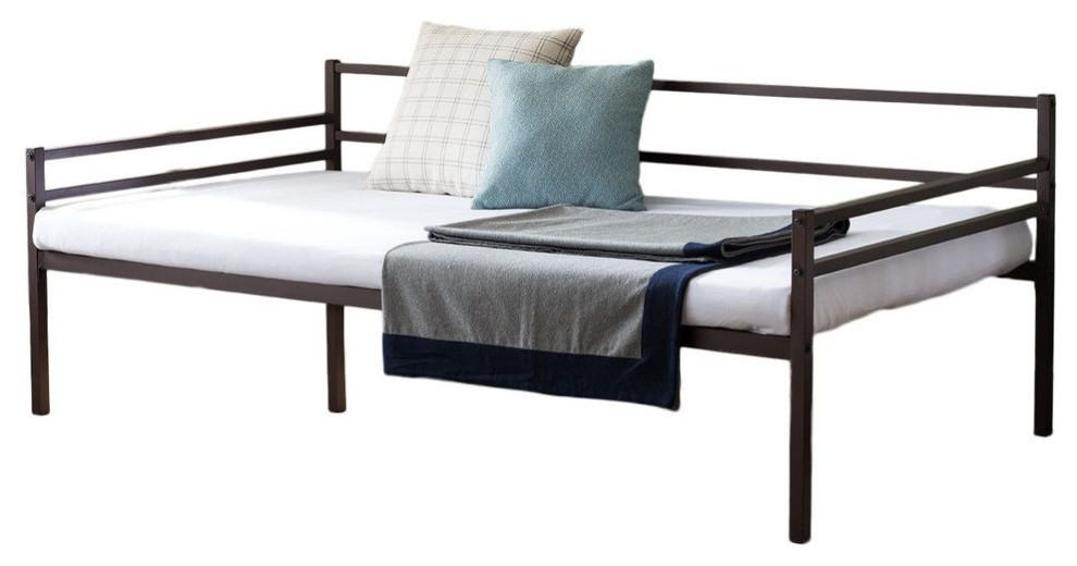 Primrose Platform Daybed Frame With 7 Slats, Twin, Bronze Metal