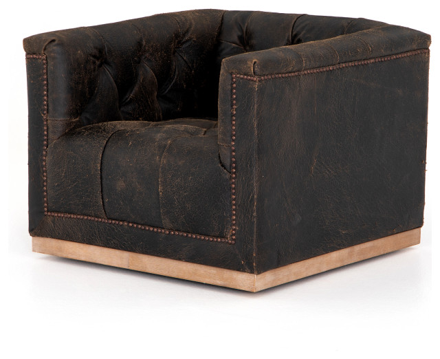 Maxx swivel chair destroyed black Transitional Armchairs And Accent