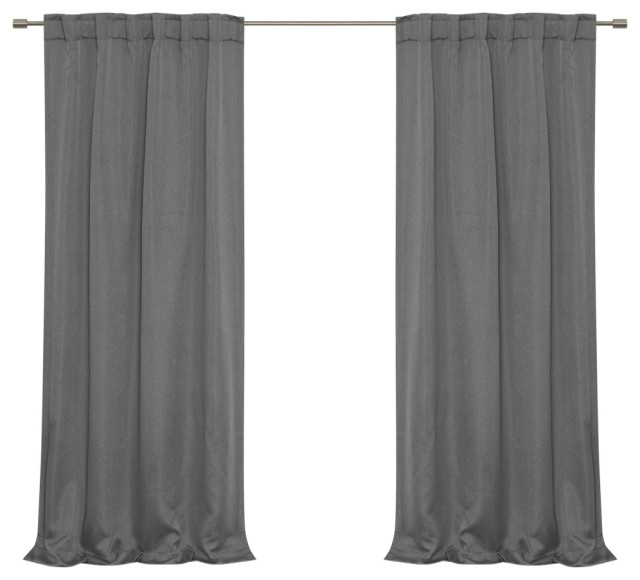 Basketweave Faux Linen Back Tab Blackout Curtains