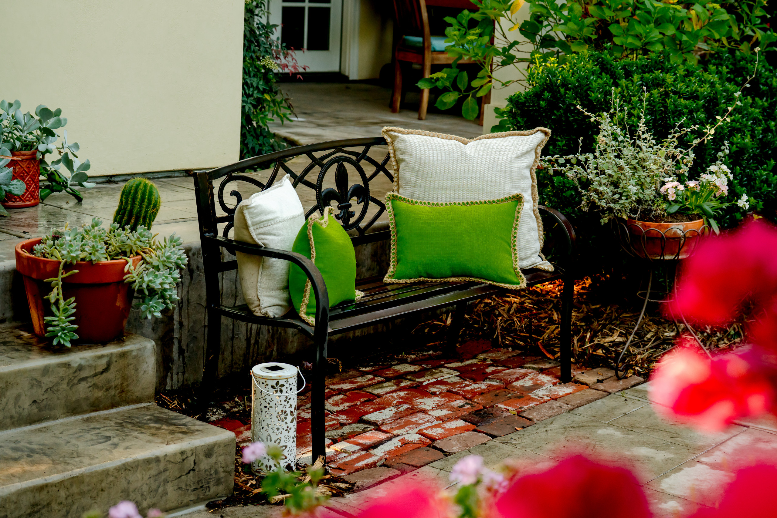 Statement Seating on Reclaimed Brick