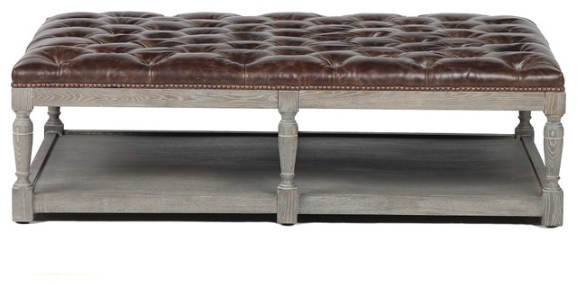 Valencia Dark Brown Ottoman With Nailheads Traditional Valencia Dark Brown Ottoman With Nailheads