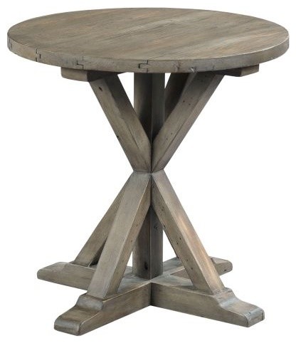 Hammary Reclamation Place Trestle Round End Table - Rustic - Side ...