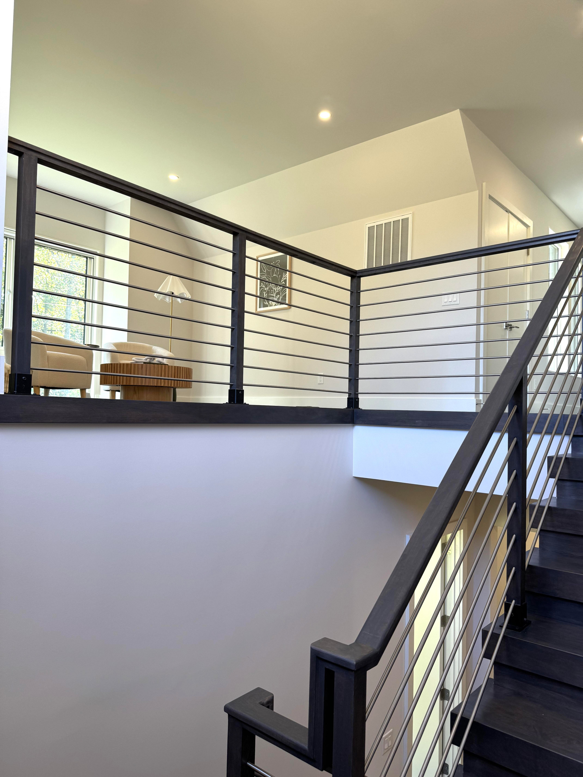 137_Transitional Maple Staircase with Stainless Steel Rail, Clifton, VA 2014