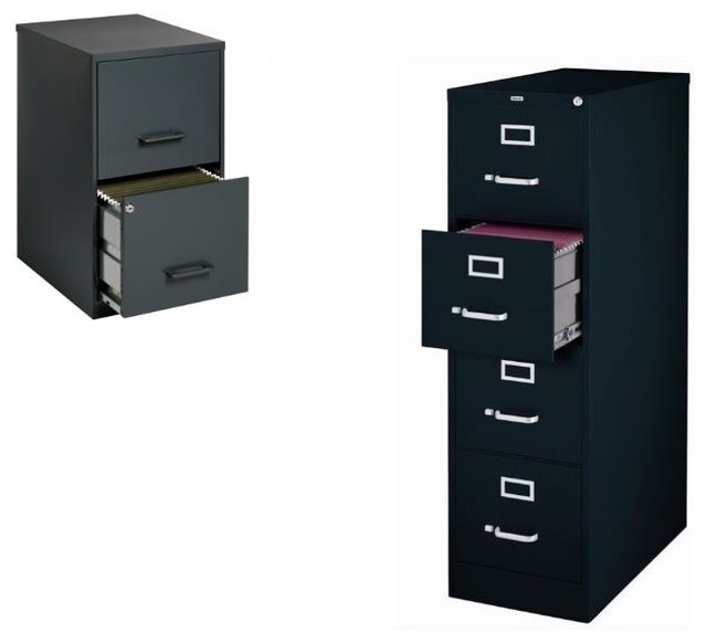 2 Piece Value Pack Four Drawer and Two Drawer Filing in Black