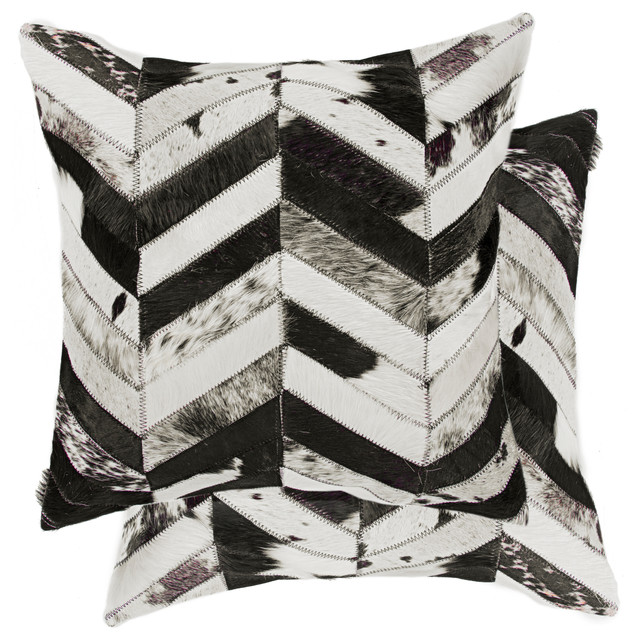 2 Pack Torino Chevron Pillow 18 X18 Black Natural