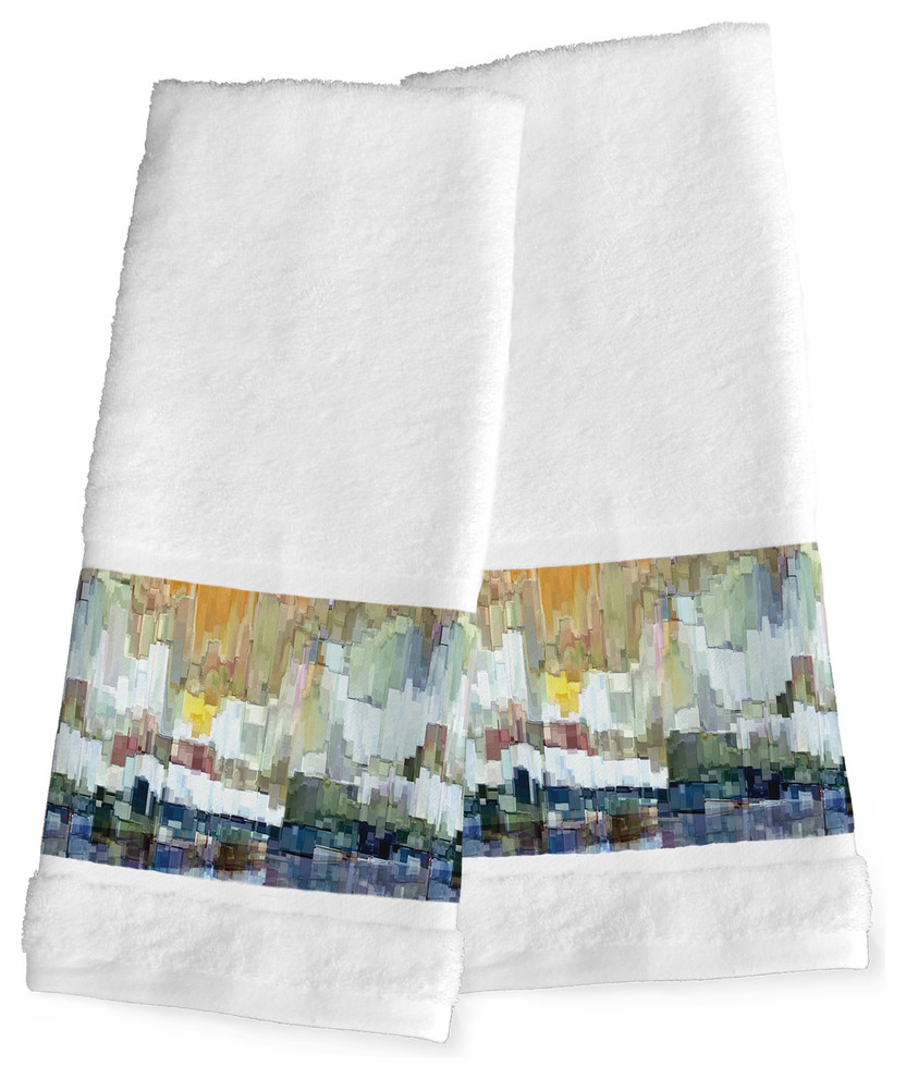 Laural Home Glacier Bay Hand Towels, Set of 2, 16"x29" Contemporary