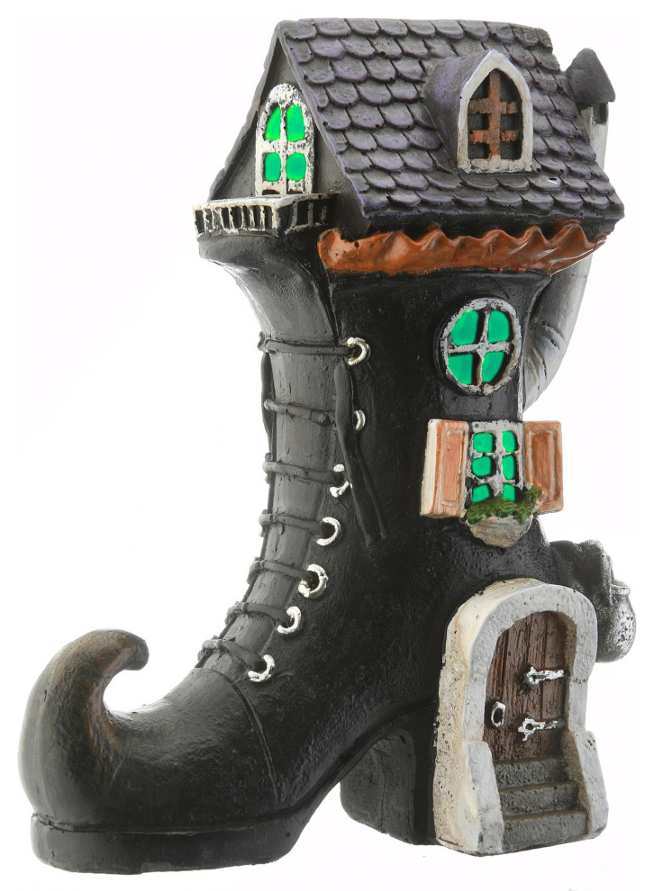 6" Witchs Boot Haunted House With LED Light Contemporary Holiday