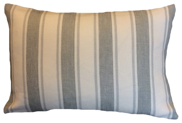 Light Blue And Cream Stripe Robert Allen Decorative Lumbar Pillow