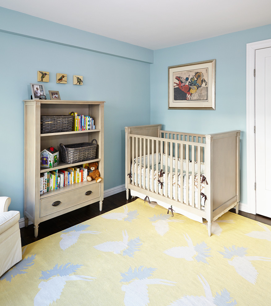 Design ideas for a mid-sized traditional nursery in New York.