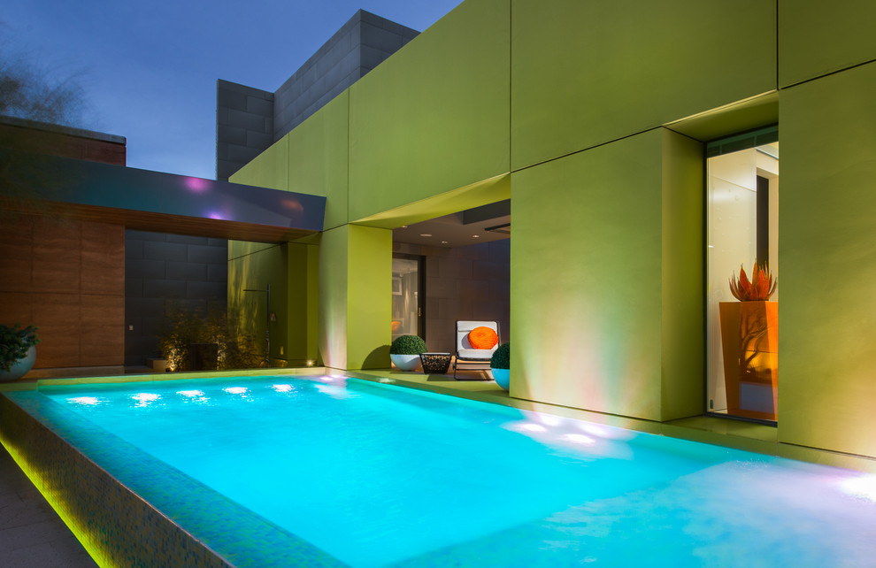 Design ideas for a contemporary rectangular pool in Las Vegas.