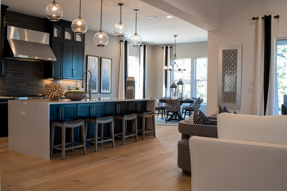 Example of a transitional kitchen design in Denver