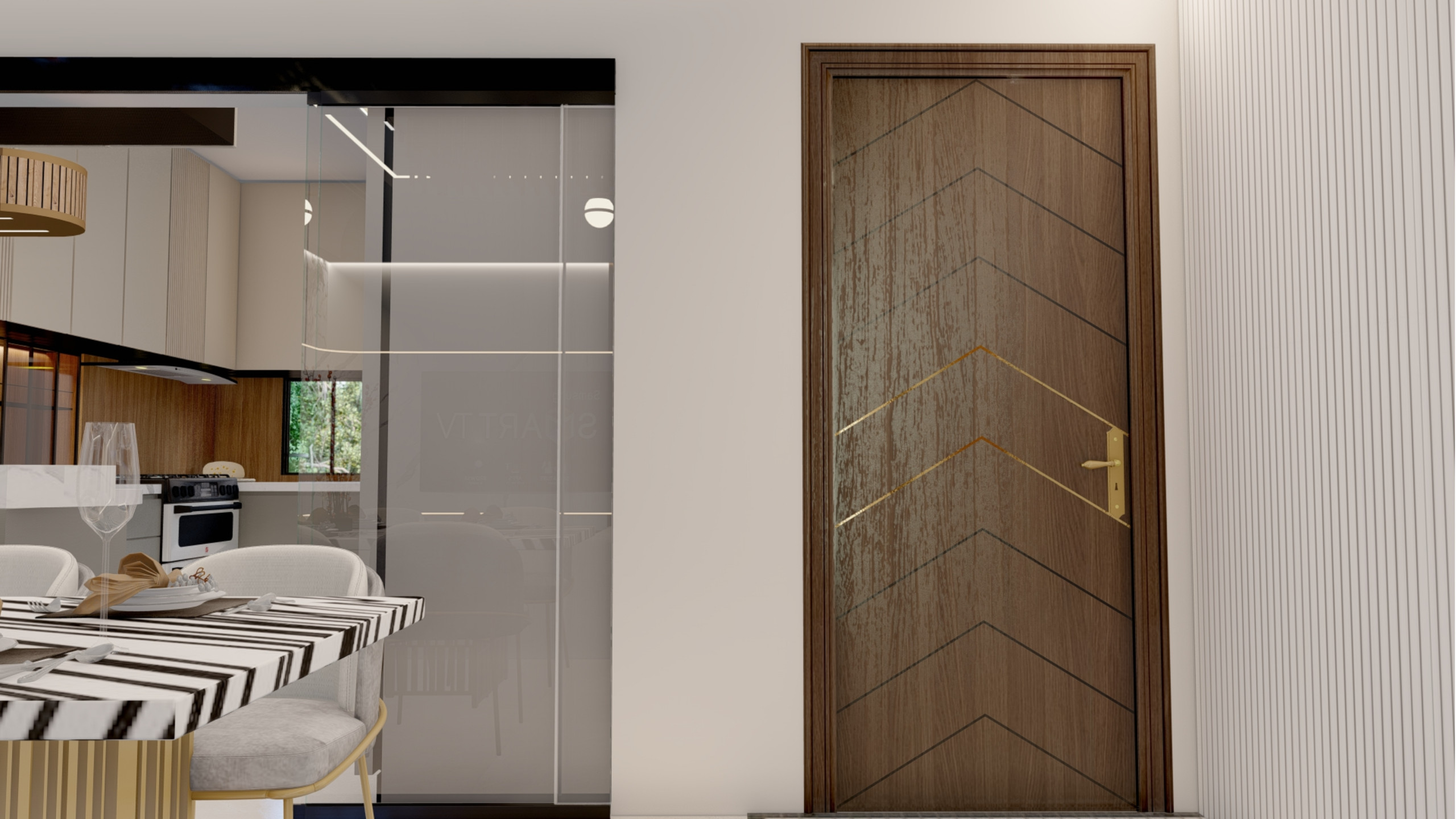 Chic Modern Living Space with Light Timber Features in Sunningdale