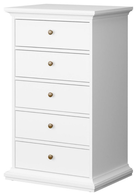Paris 5 Drawer Chest, White - Transitional - Dressers - by BisonOffice ...