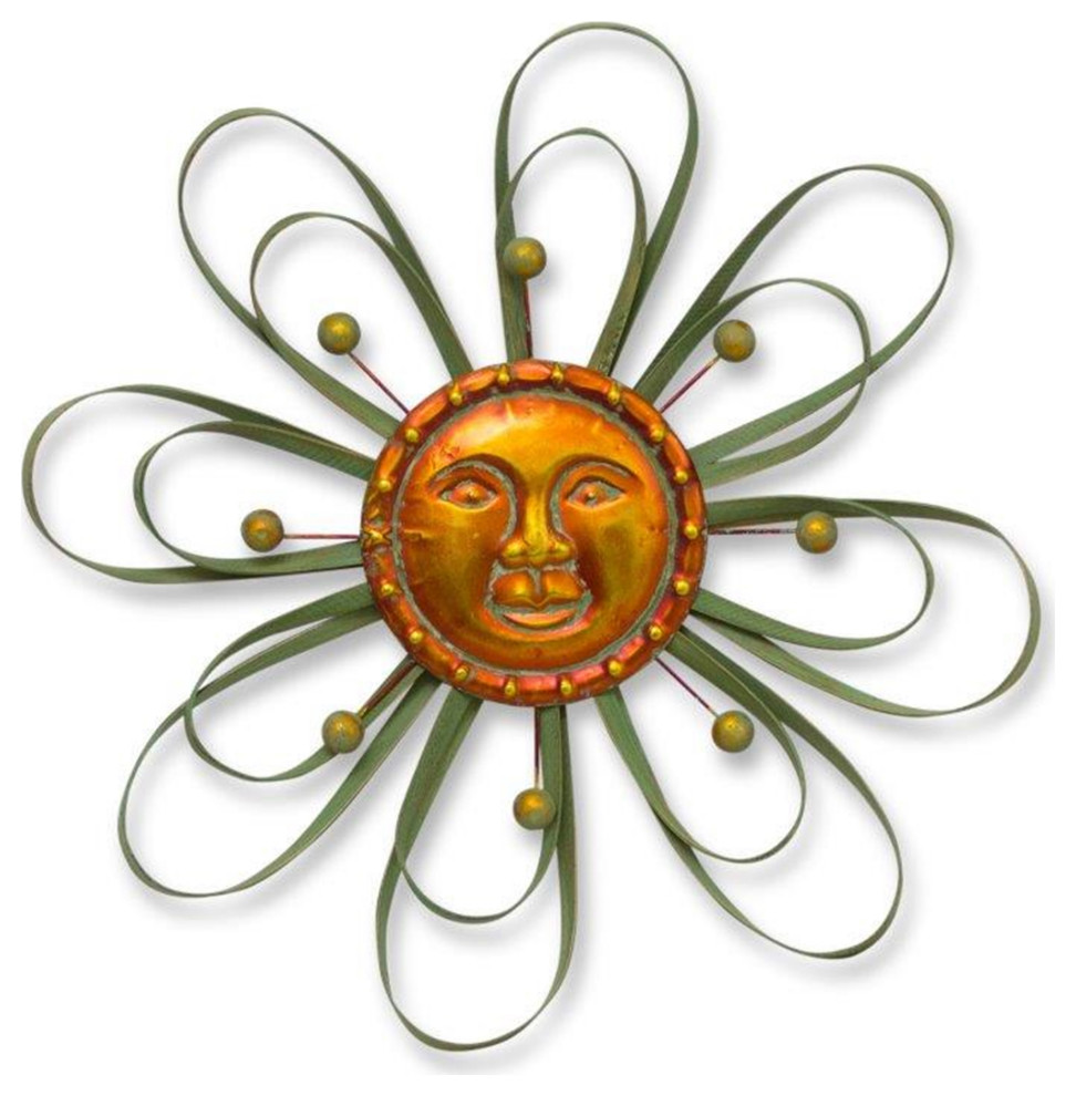 Sun Face Garden DéCor 23.25"D Iron Contemporary Metal Wall Art by Kolibri Decor Houzz