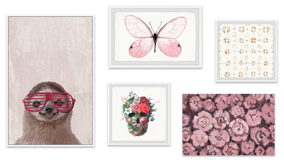 Peekaboo Blush Pentaptych Contemporary Prints And Posters By Marmont Hill