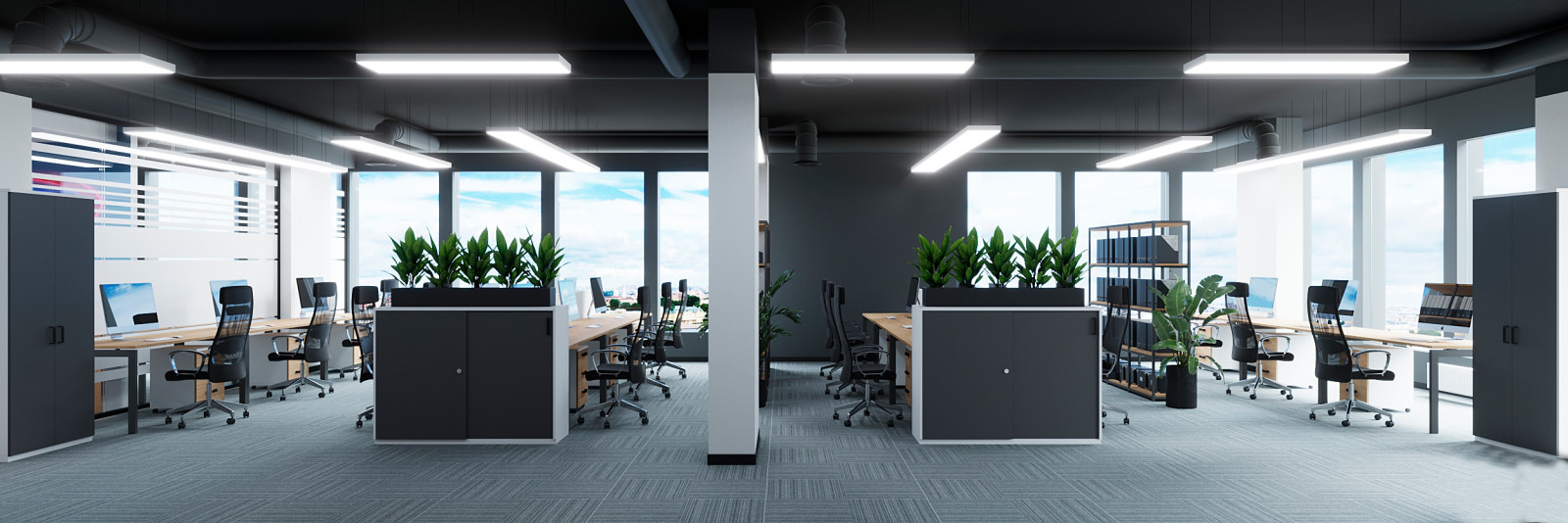 Интерьер офиса компании "ВЕЗА" в бизнес-центре Neboplaza в г. Екатеринбурге