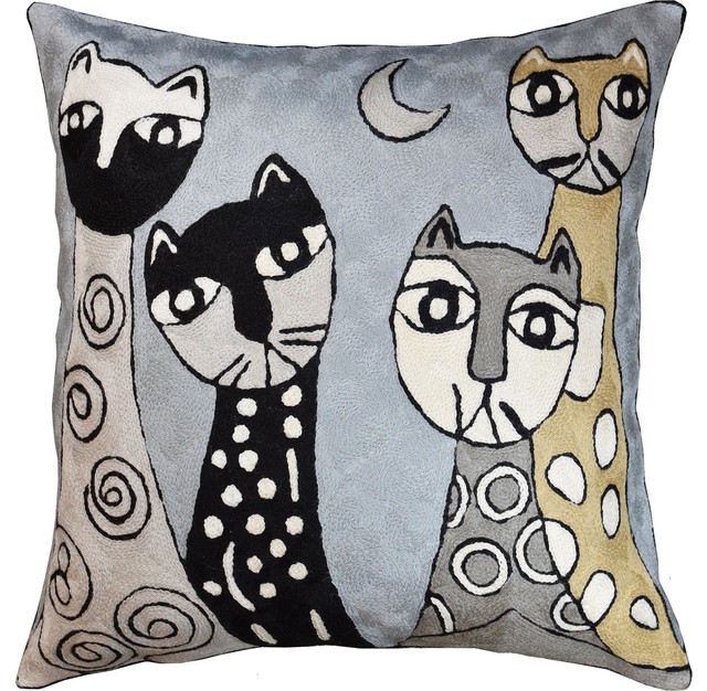Picasso Light Blue Cats Quadruplets Decorative Pillow Cover