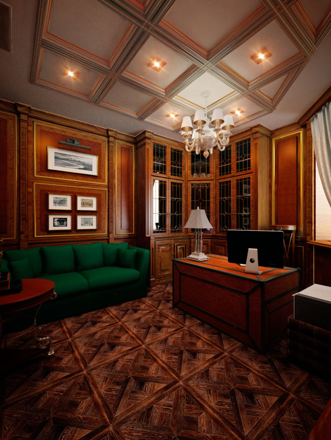 Изысканая классическая отделка спальни и кабинета в современной квартире в Екате