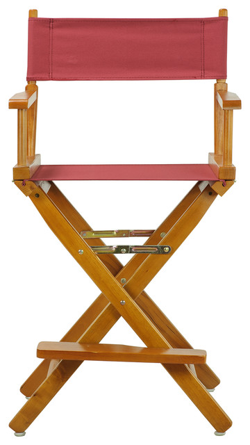 24" Director's Chair With Honey Oak Frame, Burgundy Canvas