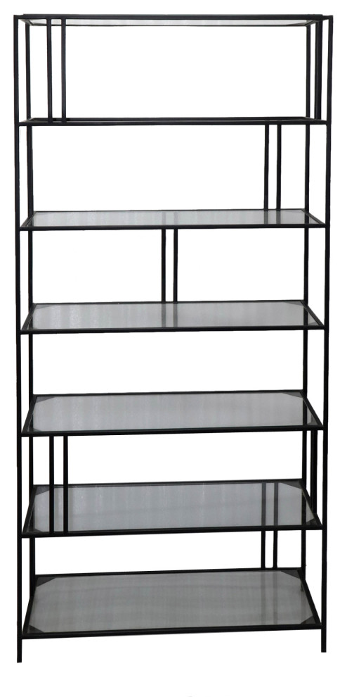 Berkley Metal and Glass Etagere Bookcase