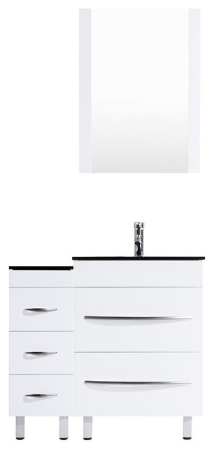 48" White Vanity, 36" Single Sink Base, Single 12 Drawer Base, LV4-C3-48-W