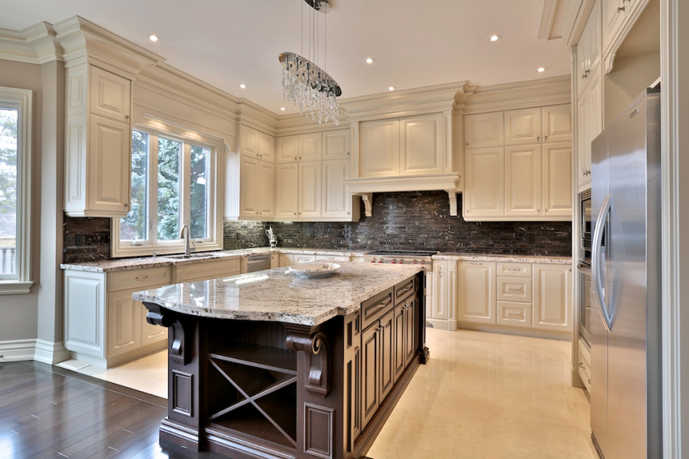 Example of a transitional kitchen design in Toronto