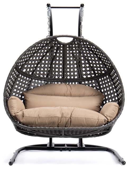 leisuremod wicker 2 person double hanging swing