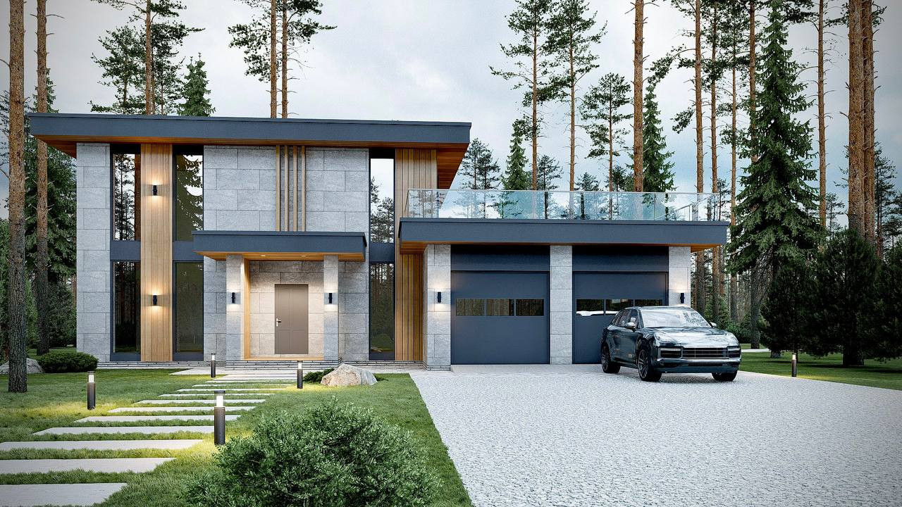 Проект двухэтажного дома в современном стиле 275 кв.м