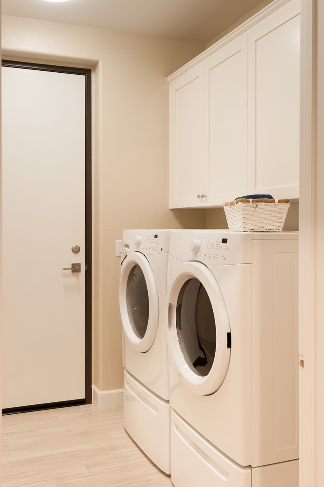 Inspiration for a transitional laundry room remodel in Santa Barbara