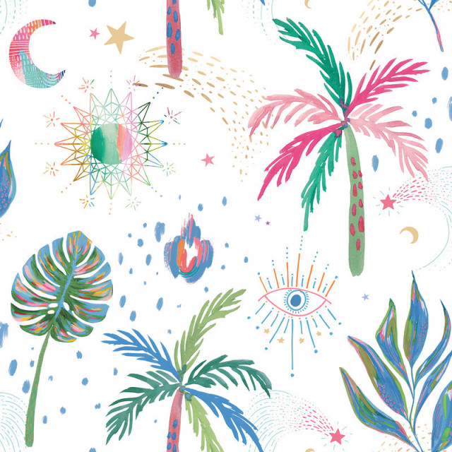 EttaVee Nuit Tropicale Peel & Stick Wallpaper - Tropical - Wallpaper