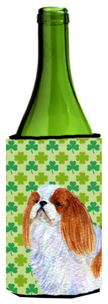 English Toy Spaniel St. Patrick's Day Shamrock  Wine Bottle Beverage Insulator