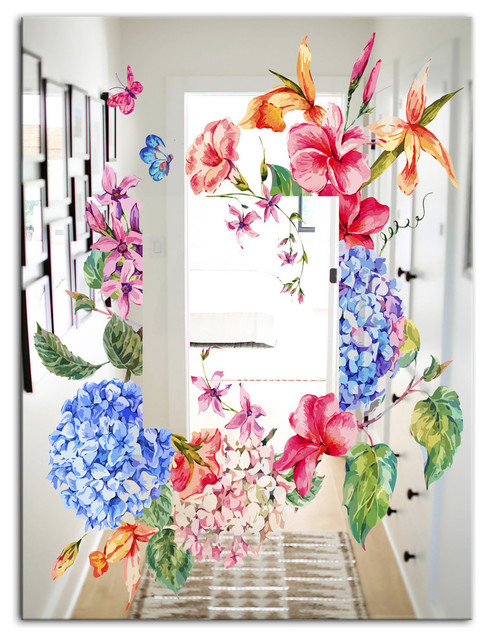 Designart Garland Sweet 5 Cabin And Lodge Wall Mirror Contemporary Bathroom Mirrors By Designart