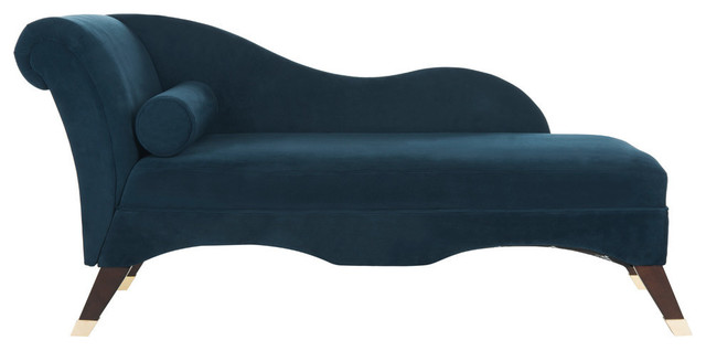Caiden Vevlet Chaise, Navy