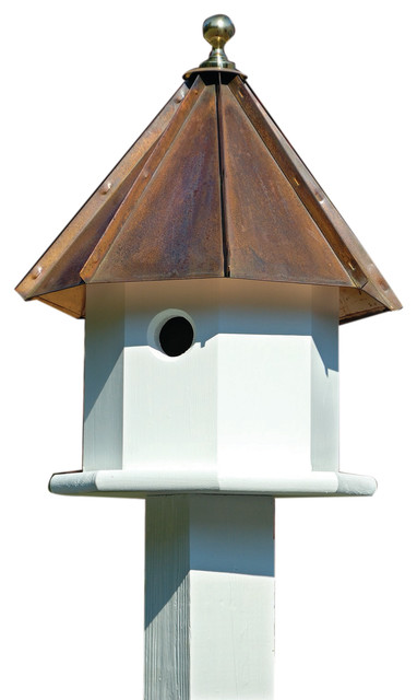 Heartwood Oct-Avian Bird House, White/Brown Copper Roof