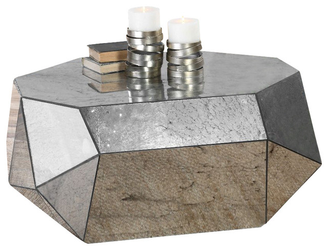 Antheia Antiqued Mirror Coffee Table 24441 Contemporary Antheia Antiqued Mirror Coffee Table 24441