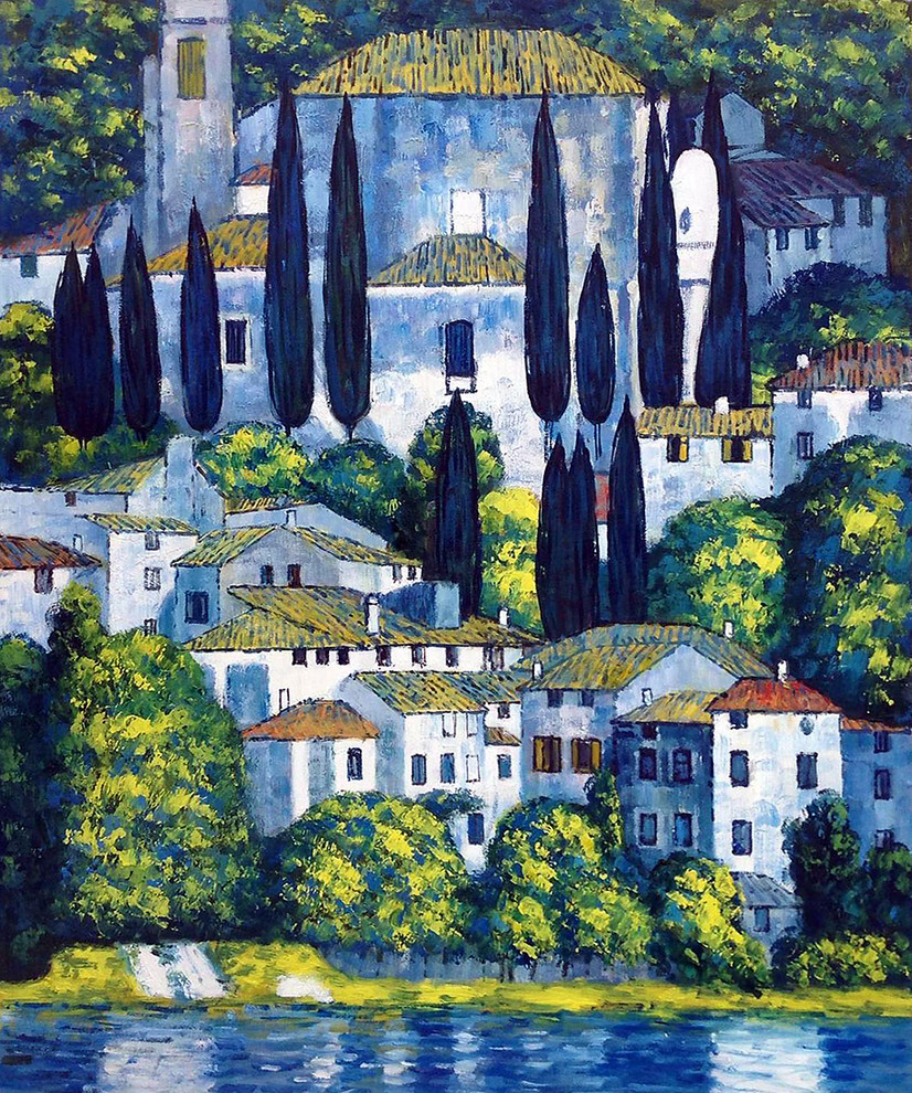 Church in Cassone (Landscape with Cypress) - Contemporary - Paintings ...