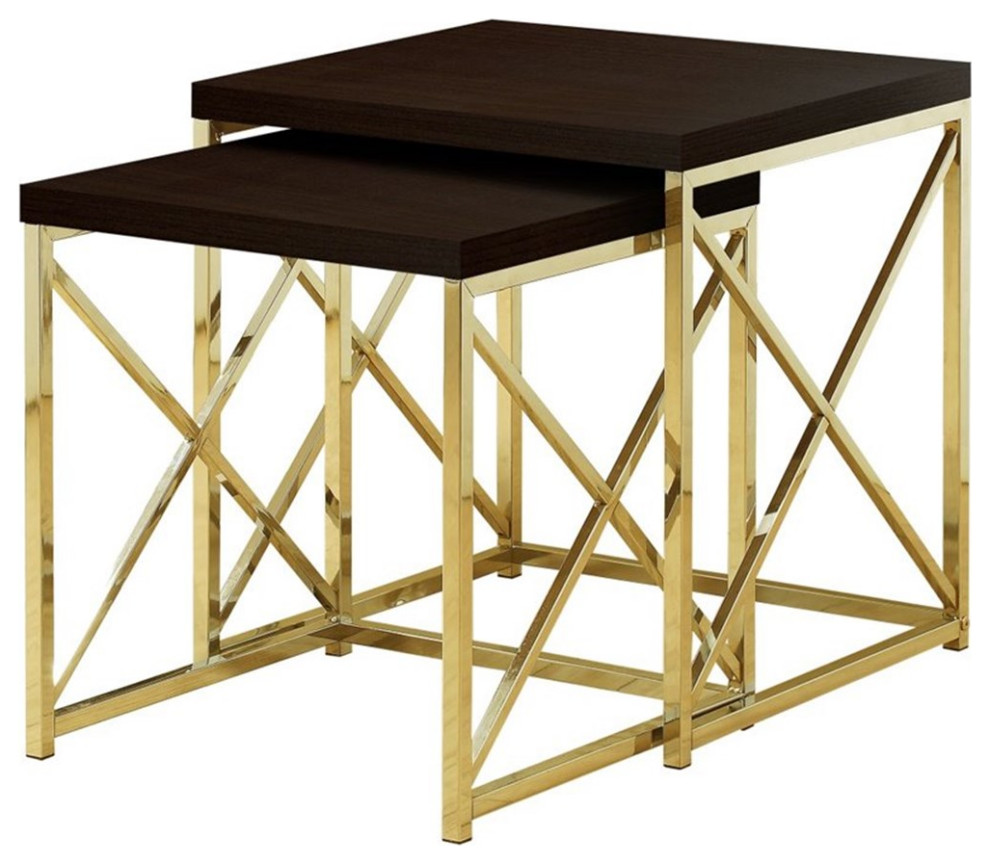 Nesting Table Set Of 2 Side End Metal Accent Bedroom Metal Brown