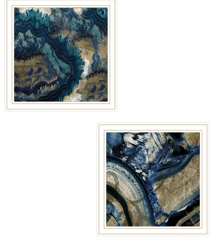Set of Two Geode Reef Pleasure 1 White Framed Print Wall Art