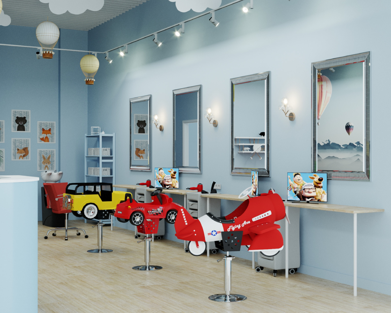 Дизайн детской парикмахерской "Букля"